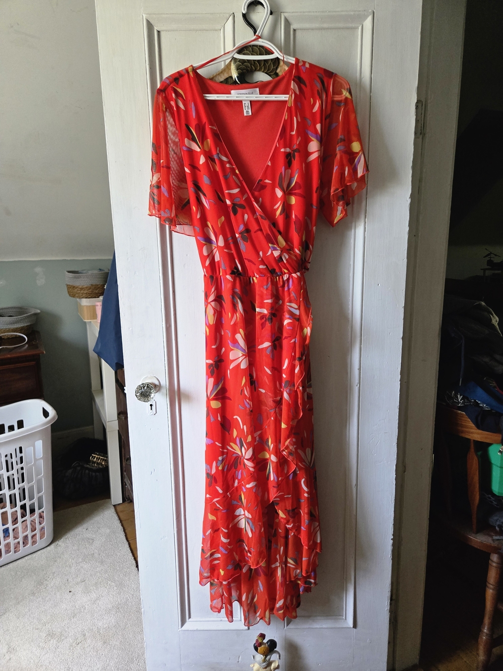 Addition Elle Redish Orange Floral Wrap Maxi Dress